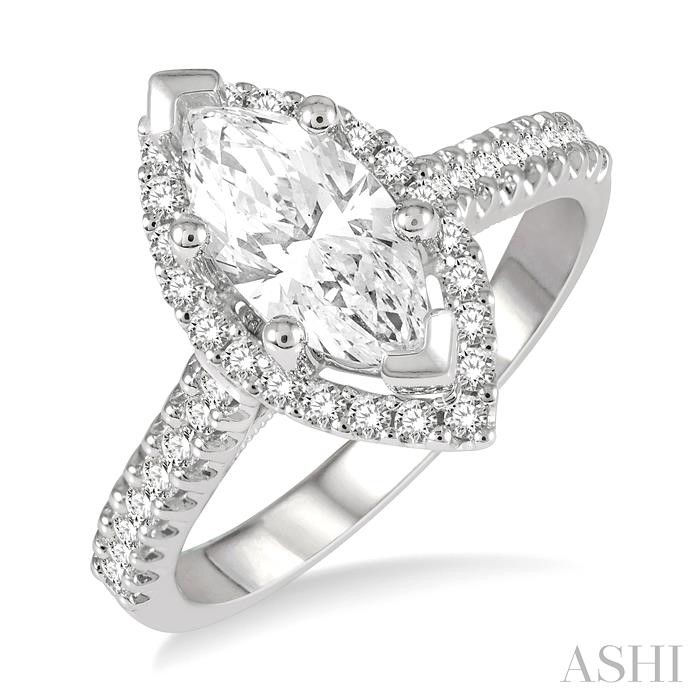 MARQUISE SHAPE SEMI-MOUNT HALO DIAMOND ENGAGEMENT RING