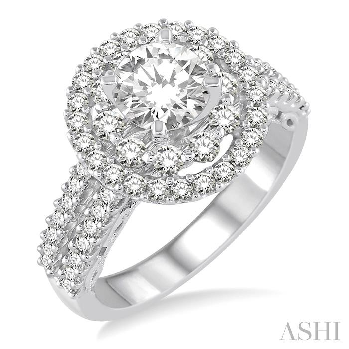 ROUND SHAPE SEMI-MOUNT HALO DIAMOND ENGAGEMENT RING