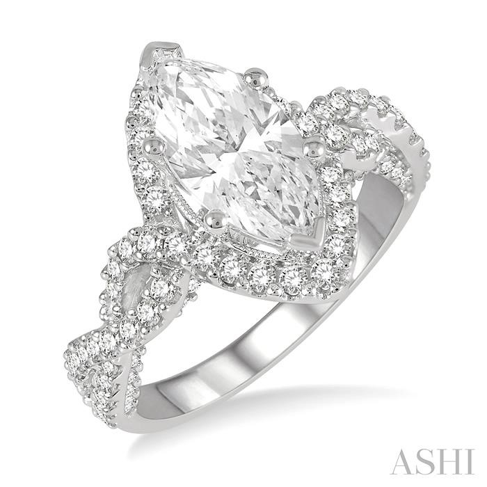 MARQUISE SHAPE SEMI-MOUNT HALO DIAMOND ENGAGEMENT RING