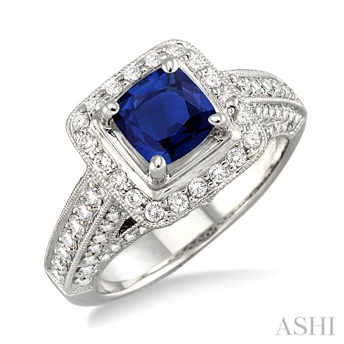 CUSHION SHAPE GEMSTONE & HALO DIAMOND RING