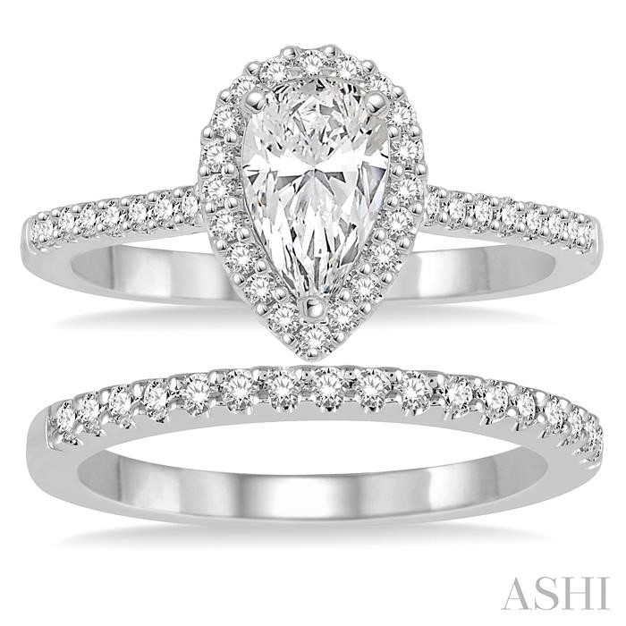 Pear Shape Halo Diamond Wedding Set-2