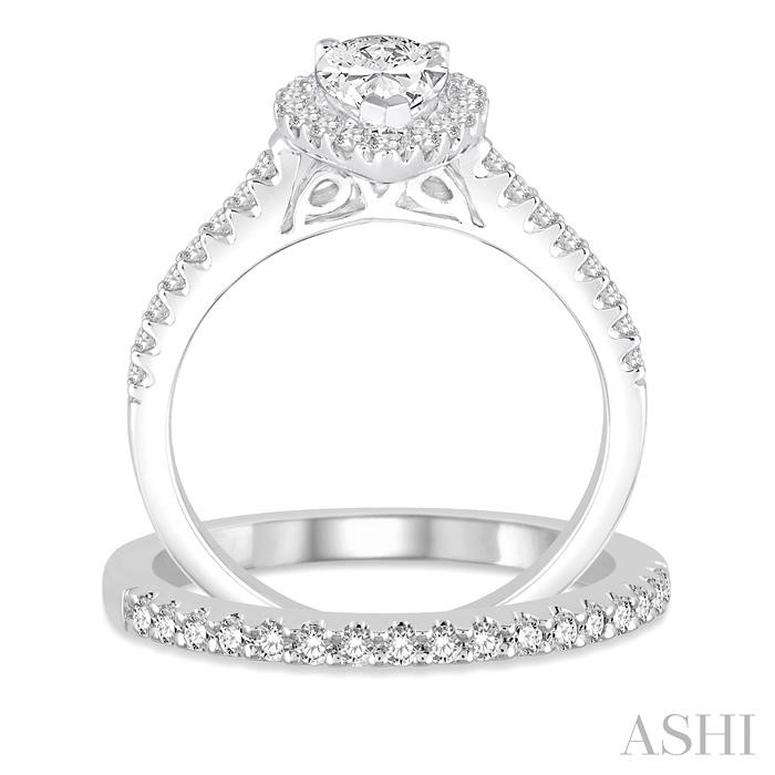Pear Shape Halo Diamond Wedding Set-3
