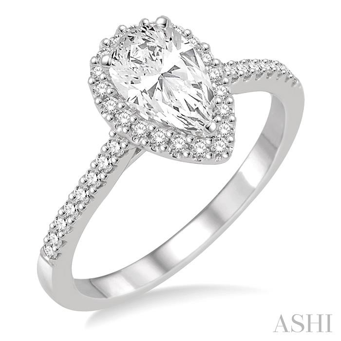 Pear Shape Halo Diamond Engagement Ring