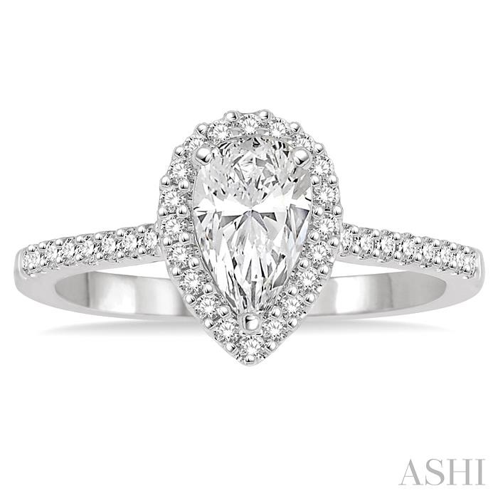 Pear Shape Halo Diamond Engagement Ring-2