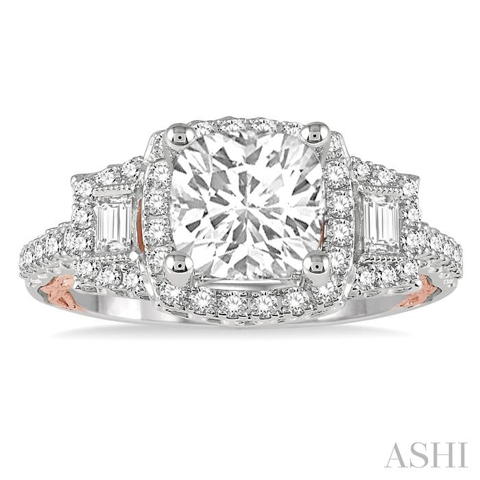 Cushion Shape Semi-Mount Halo Diamond Engagement Ring-2