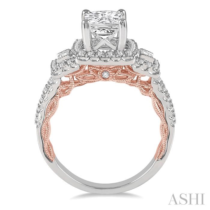 Cushion Shape Semi-Mount Halo Diamond Engagement Ring-3