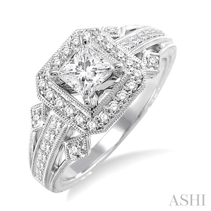 PRINCESS SHAPE HALO DIAMOND ENGAGEMENT RING