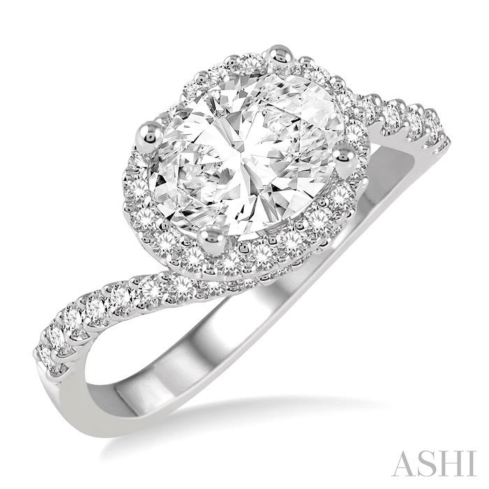 OVAL SHAPE SEMI-MOUNT HALO DIAMOND ENGAGEMENT RING