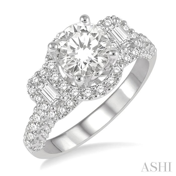 ROUND SHAPE SEMI-MOUNT HALO DIAMOND ENGAGEMENT RING