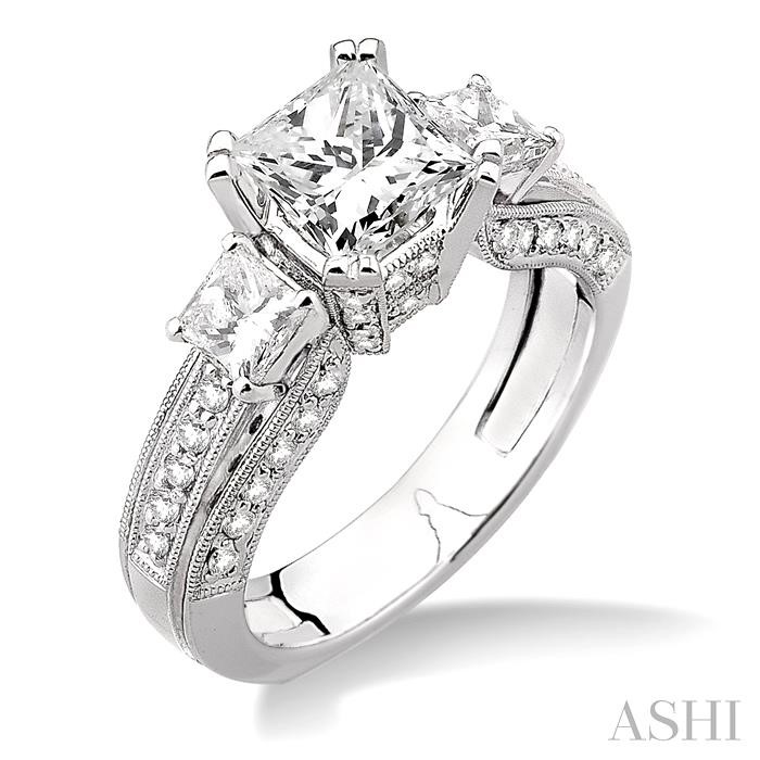 PRINCESS SHAPE PAST PRESENT & FUTURE SEMI-MOUNT DIAMOND ENGAGEMENT RING