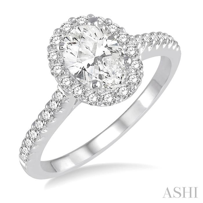 OVAL SHAPE SEMI-MOUNT HALO DIAMOND ENGAGEMENT RING