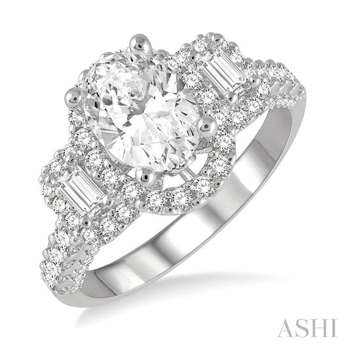 OVAL SHAPE SEMI-MOUNT HALO DIAMOND ENGAGEMENT RING