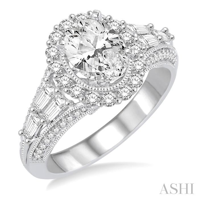 OVAL SHAPE SEMI-MOUNT HALO DIAMOND ENGAGEMENT RING