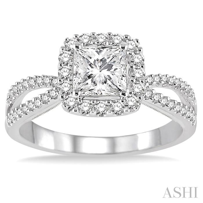 Princess Shape Halo Diamond Engagement Ring-2