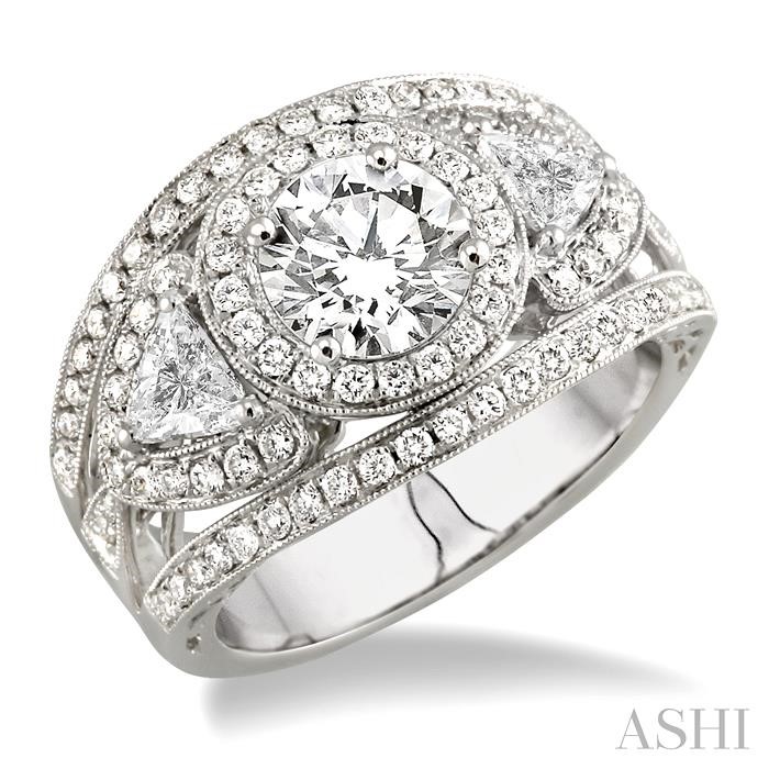 ROUND SHAPE SEMI-MOUNT HALO DIAMOND ENGAGEMENT RING