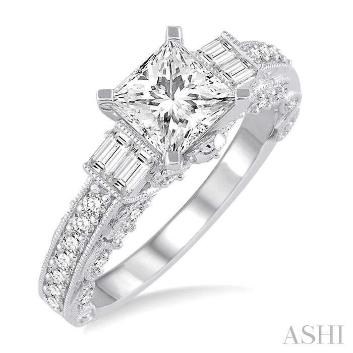 PRINCESS SHAPE SEMI-MOUNT DIAMOND ENGAGEMENT RING