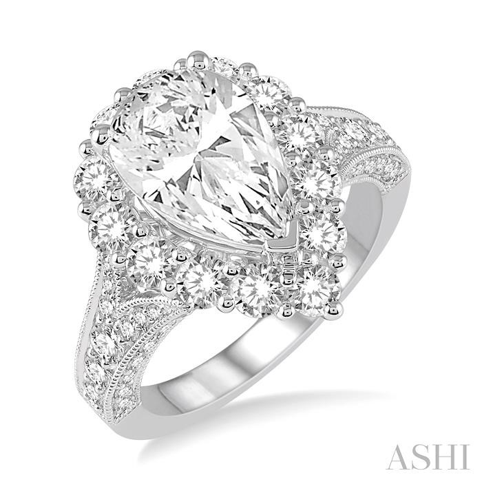 PEAR SHAPE SEMI-MOUNT HALO DIAMOND ENGAGEMENT RING