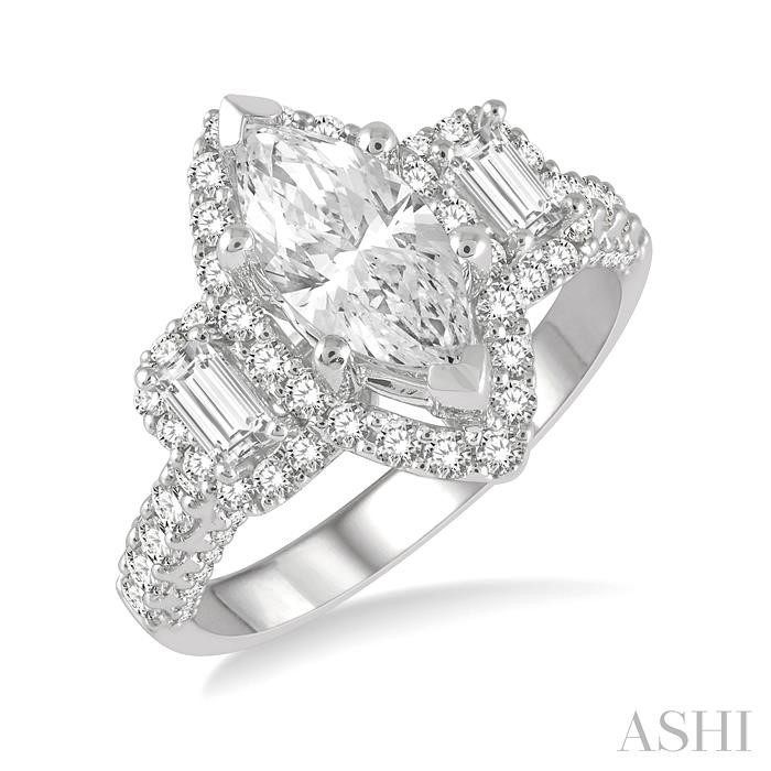 MARQUISE SHAPE SEMI-MOUNT HALO DIAMOND ENGAGEMENT RING