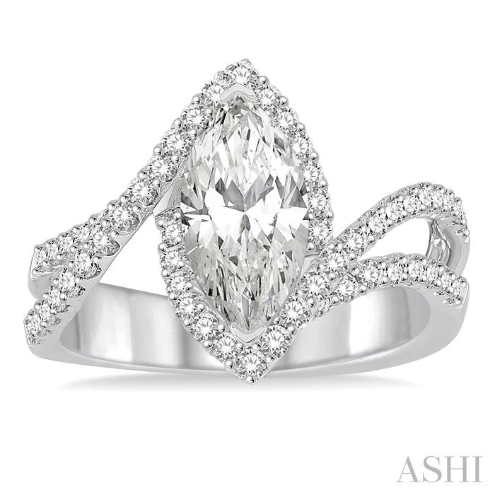 Marquise Shape Semi-Mount Halo Diamond Engagement Ring-2