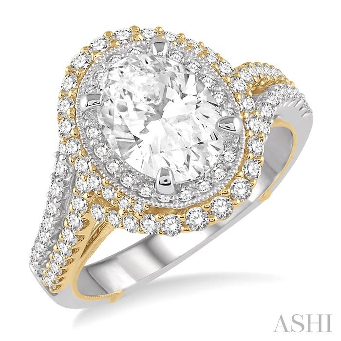 OVAL SHAPE SEMI-MOUNT HALO DIAMOND ENGAGEMENT RING