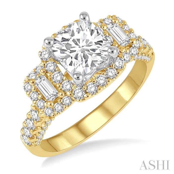 CUSHION SHAPE SEMI-MOUNT HALO DIAMOND ENGAGEMENT RING