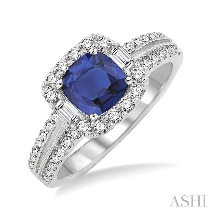 CUSHION SHAPE GEMSTONE & HALO DIAMOND RING