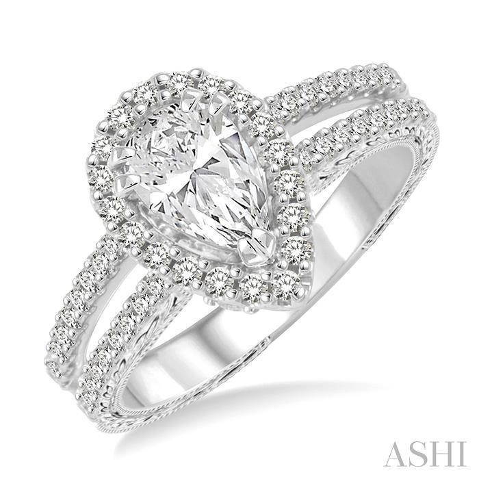 PEAR SHAPE SEMI-MOUNT DIAMOND ENGAGEMENT RING