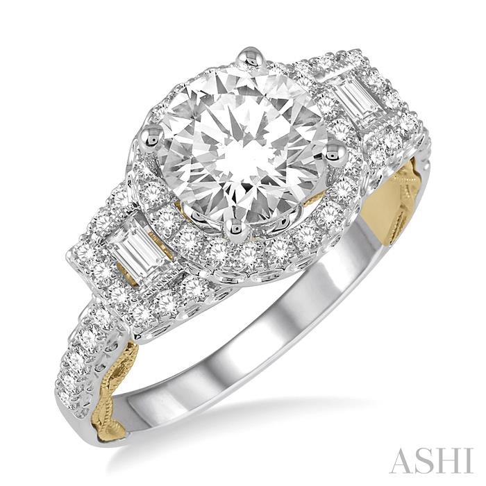 ROUND SHAPE SEMI-MOUNT HALO DIAMOND ENGAGEMENT RING