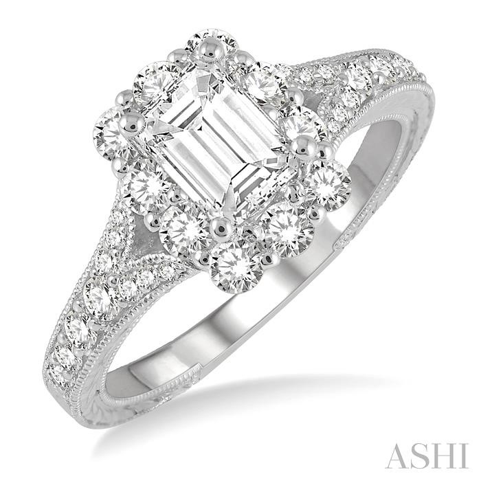SEMI-MOUNT HALO DIAMOND ENGAGEMENT RING