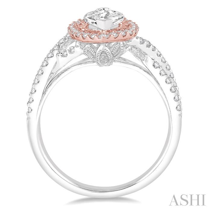 Marquise Shape Semi-Mount Halo Diamond Engagement Ring-3