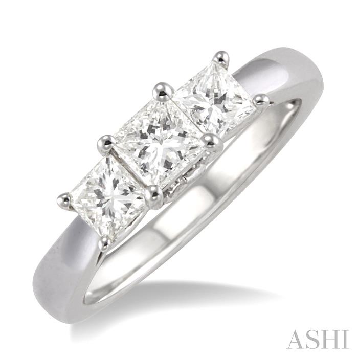 PRINCESS SHAPE PAST PRESENT & FUTURE DIAMOND ENGAGEMENT RING