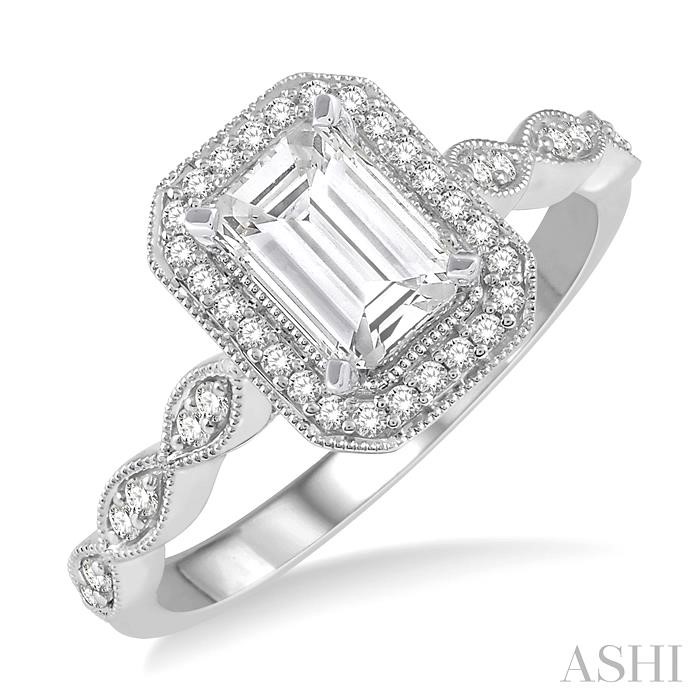 SEMI-MOUNT HALO DIAMOND ENGAGEMENT RING