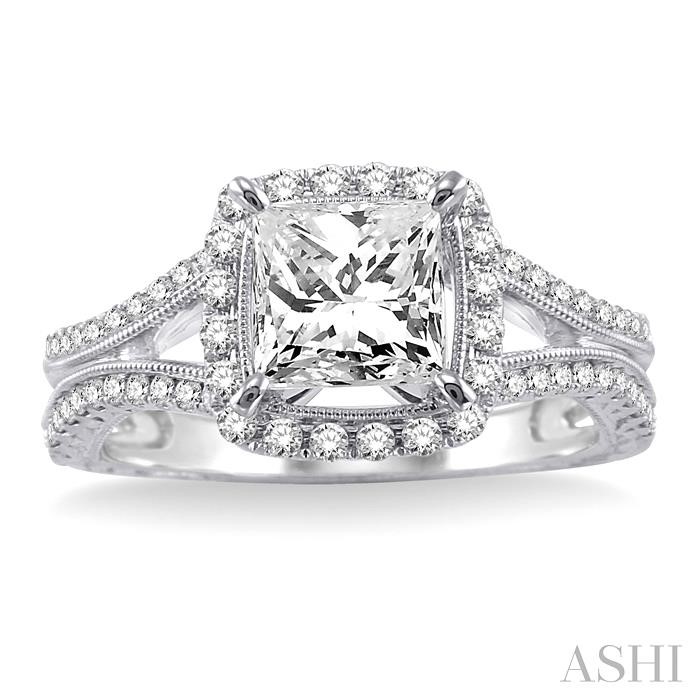 Princess Shape Halo Diamond Engagement Ring-2