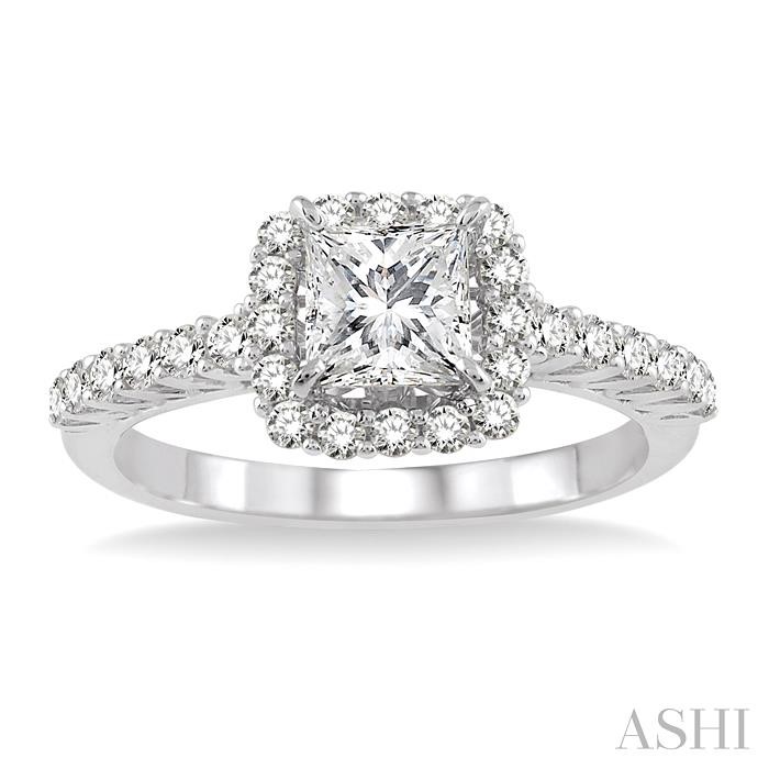 Princess Shape Halo Diamond Engagement Ring-2