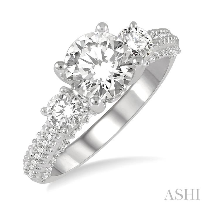 ROUND SHAPE PAST PRESENT & FUTURE SEMI-MOUNT DIAMOND ENGAGEMENT RING