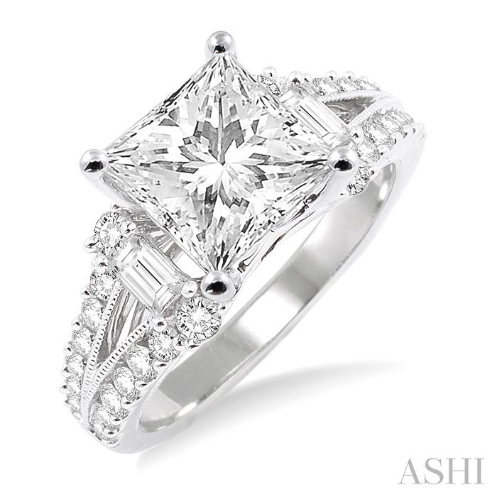 PRINCESS SHAPE SEMI-MOUNT DIAMOND ENGAGEMENT RING