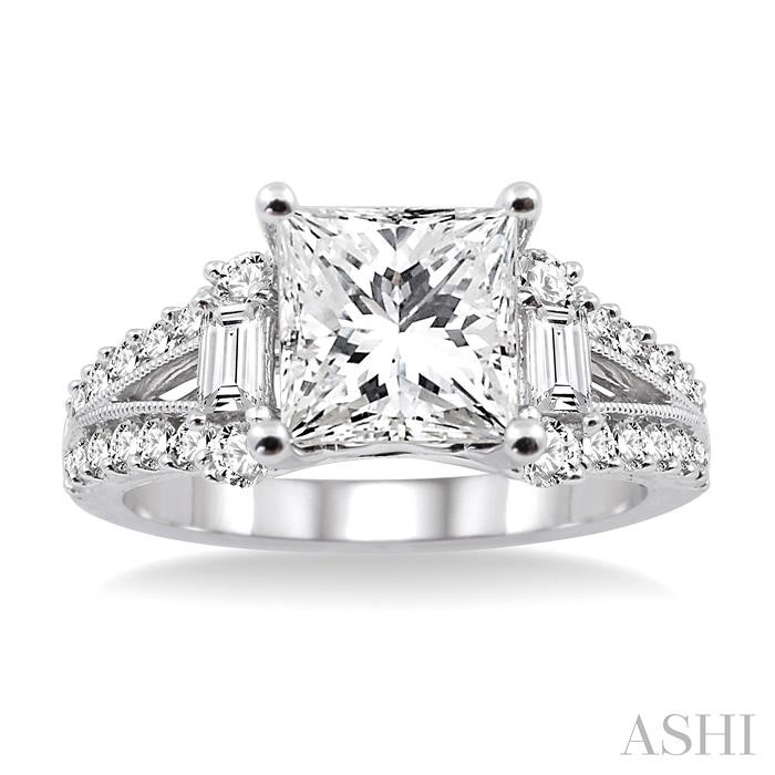 Princess Shape Semi-Mount Diamond Engagement Ring