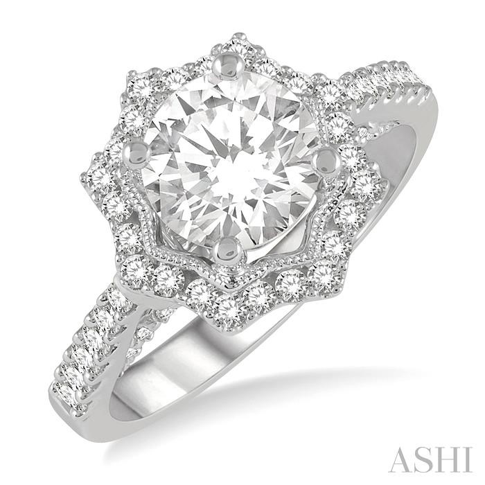 SEMI-MOUNT HALO DIAMOND ENGAGEMENT RING