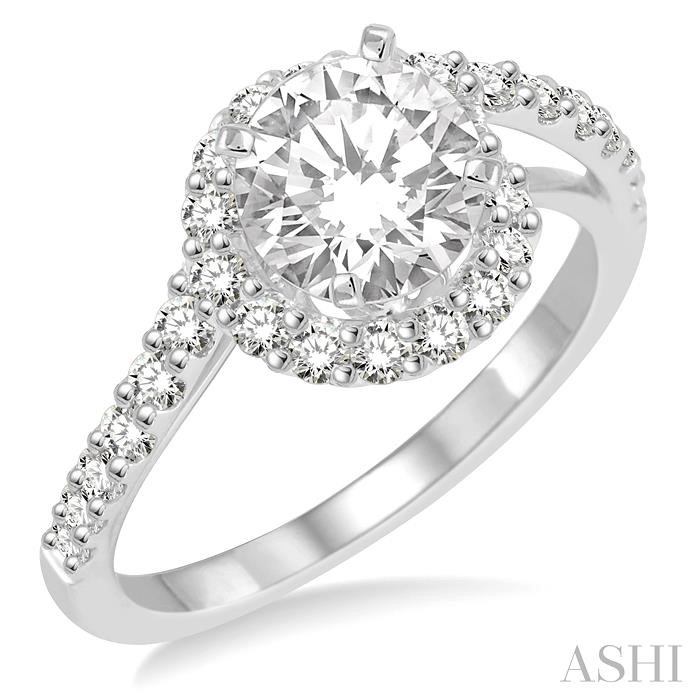 ROUND SHAPE SEMI-MOUNT HALO DIAMOND ENGAGEMENT RING