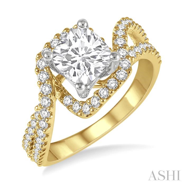 CUSHION SHAPE SEMI-MOUNT DIAMOND ENGAGEMENT RING