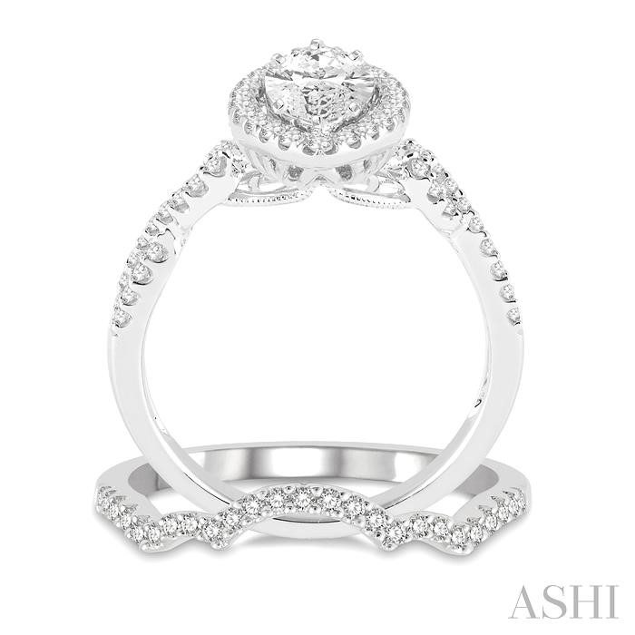 Marquise Shape Halo Diamond Wedding Set-3