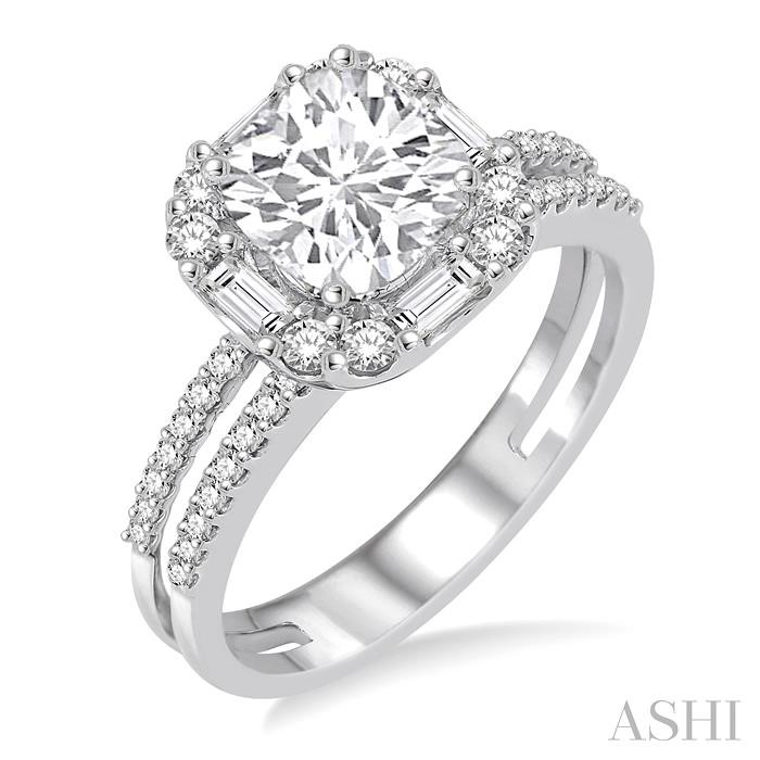 SEMI-MOUNT HALO DIAMOND ENGAGEMENT RING