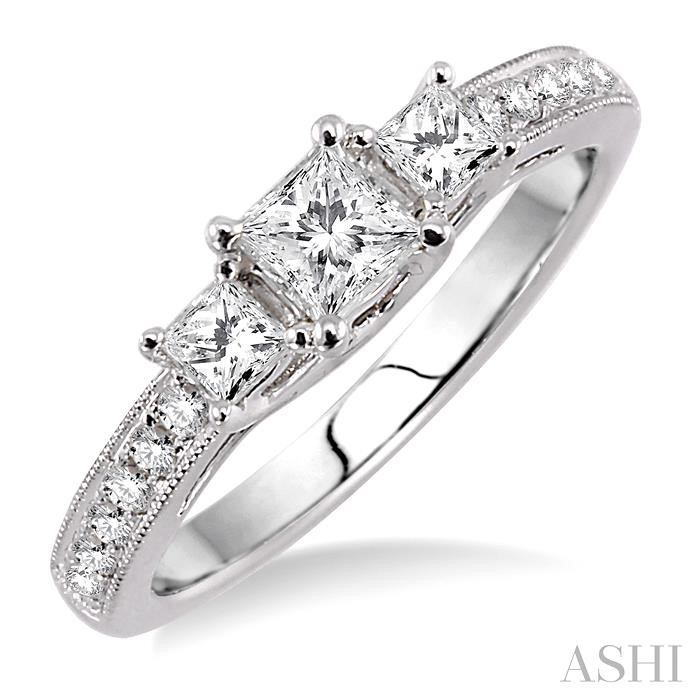 PRINCESS SHAPE PAST PRESENT & FUTURE DIAMOND ENGAGEMENT RING