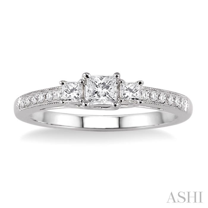 Princess Shape Past Present & Future Diamond Engagement Ring-2