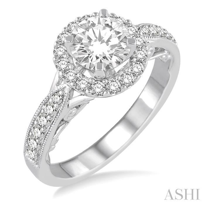SEMI-MOUNT HALO DIAMOND ENGAGEMENT RING