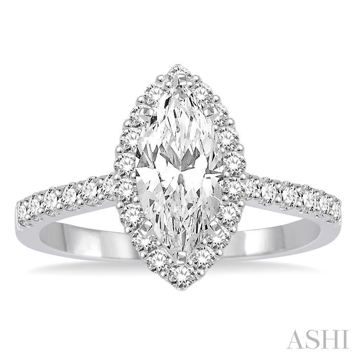 Marquise Shape Halo Diamond Engagement Ring-2