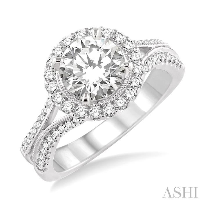 SEMI-MOUNT HALO DIAMOND ENGAGEMENT RING