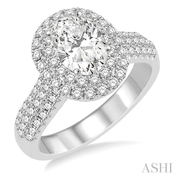 OVAL SHAPE SEMI-MOUNT HALO DIAMOND ENGAGEMENT RING