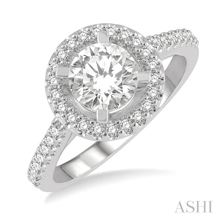 ROUND SHAPE SEMI-MOUNT HALO DIAMOND ENGAGEMENT RING