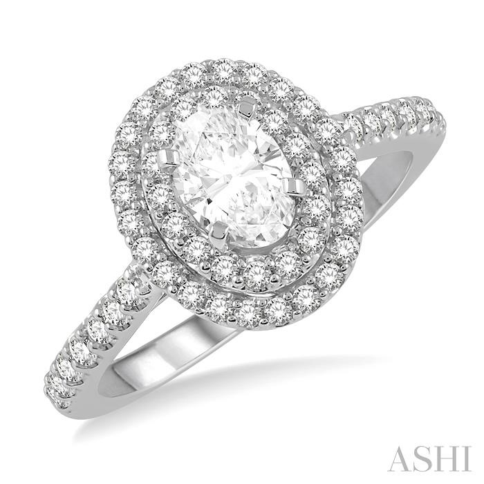 OVAL SHAPE HALO DIAMOND ENGAGEMENT RING